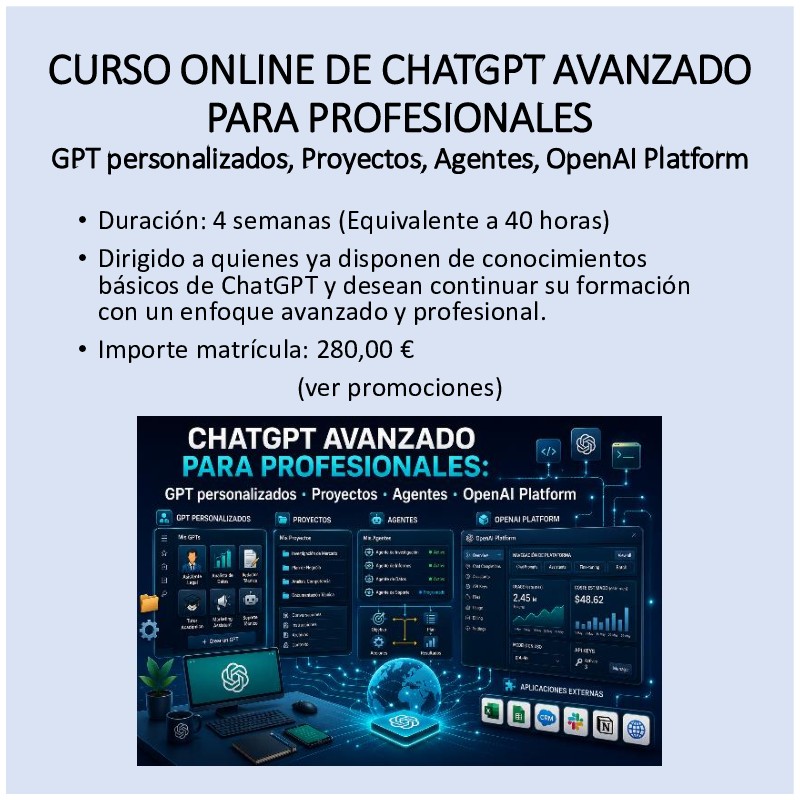 Curso online de ChatGPT avanzado para profesionales
